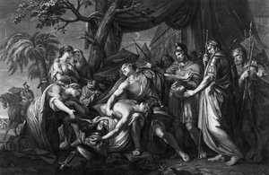 Akilles beklager Patroklos død, gravert av Domenico Cunego, 1764