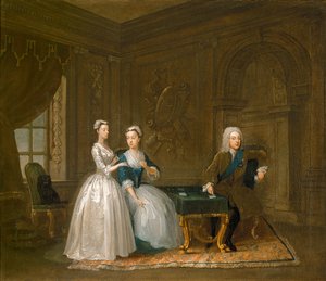 Portrett av John Montagu, hans kone og deres yngre datter (olje på lerret)