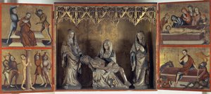 Altertavle som viser klagesangen og Kristi lidenskap (alteret i St. Elizabeth Thüringen) ca. 1410 (tempera på panel og kalkstein) av Gdansk School
