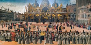 Prosesjon på Piazza San Marco i Venezia, 1496.