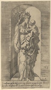 Jomfruen og barnet i en nisje, 1543. av Geoffroy Dumoûtier