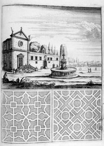 Design av hus, fontene og hage, 1664 av Georg Andreas Bockler