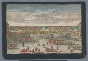 Utsikt over stallen til slottet i Versailles Gesicht der Ställe zu Versalien, hentet fra dem Zweiten Gitter (tittel på objekt)