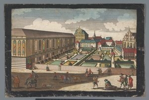Utsikt over det kongelige palasset og klosteret til Friars Minor Capuchins i Wroclaw Das Könige Palatium, samt dem Capuciner und Minoritten Closter zu Breslau (tittel på objekt)
