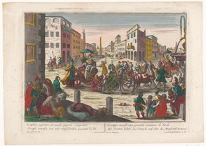 Jakobs sønner må forlate Simeon i Egypt til de kommer tilbake med Benjamin Også schüttete Ioseph das Getreyde auf, über die Maass fall (tittel på objekt) Story of Joseph (serietittel) av Georg Balthasar Probst