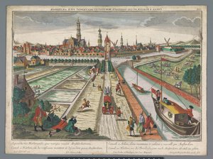 Utsikt over Amsterdam-kanalen i Haarlem Canal zu Harlem, gift med Threckschuijten etter Amsterdam ab und zu gehen (tittel på objekt) Haarlem (serietittel)