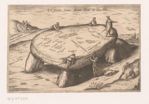 Utsikt over Pierre Levée nær Poitiers La pierre levee demie lieue de Poictiers (tittel på objekt) av Georg Braun (possibly)