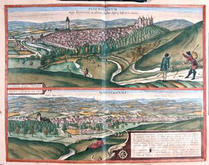 Eisenstadt, Tyskland - Mannersdorf, Østerrike - i #39;Civitates Orbis Terrarum#39; av Georg Braun, Köln 1617 av Georg Braun