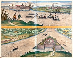 Komoron, Ungarn - i #39;Civitates Orbis Terrarum#39; av Georg Braun, Köln 1617