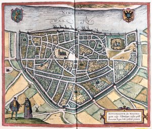 Nijmegen - Nederland, i #39;Civitates Orbis Terrarum#39; av Georg Braun, Köln 1617