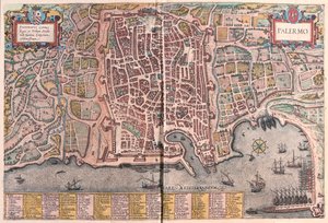 Palermo, Italia - i #39;Civitates Orbis Terrarum#39; av Georg Braun, Köln 1617