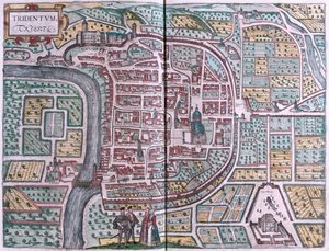 Trento, Italia - i #39;Civitates Orbis Terrarum#39; av Georg Braun, Köln 1617 av Georg Braun