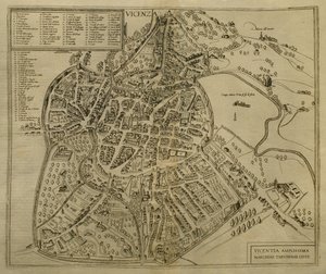 Kart over Vicenza, illustrasjon fra 'Cities of the World', ca. 1580