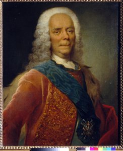 Portrett av prins Vasili Vladimirovich Dolgorukov (1667-1746) - Peinture de Georg Christoph Grooth (1716-1749), Olje på lerret før 1746 - Statens Tretjakovgalleri, Moskva 76x62,5 -