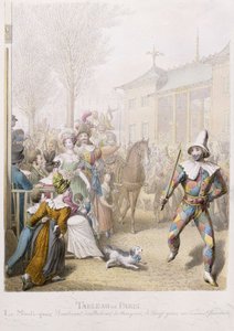 Mardi-Gras, Boulevard des Italiens, 1831 (wc på papir) av Georg Emanuel Opitz
