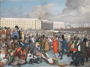 Skøyter i den frosne havnen i Wiener Neustadt-kanalen, 1805.