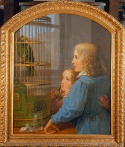 To barn foran en papegøyebonde av Georg Friedrich Kersting