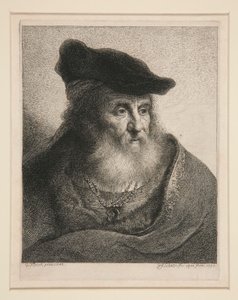 Hodet til en skjeggete mann i fløyelshette av Georg Friedrich Schmidt