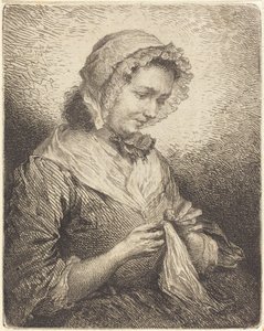 Kunstnerens kone Sying av Georg Friedrich Schmidt