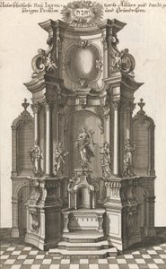 Design for et monumentalt alter, plate c fra 'Different New Inventory..., trykt ca. 1750-56. av Georg Gottfried Winckler