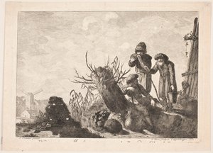 Tre bønder i et landskap