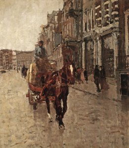 Rokin Westzijde: ein Pferdewagen auf dem Rokin, Amsterdam