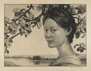 Jomfru med blomster av Georg Jahn