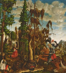 St. George redder prinsessen fra dragen, 1520 av Georg Lemberger