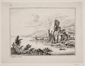 Fjelldel ved en innsjø