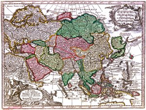 Kart over Asia av Georg Matthäus Seutter