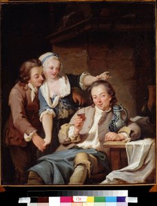 Mari trompe (vin og kjærlighet). En mann bedratt (vin og kjærlighet). Maleri av Georg Melchior Kraus (1737-1806)