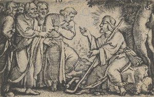 Kristus taler til disiplene, fra historien om Kristus, 1534-35. av Georg Pencz