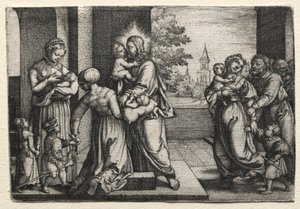 Kristus med små barn av Georg Pencz