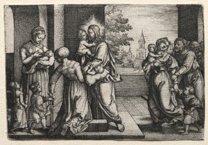 Kristus med små barn, ca. 1548. av Georg Pencz