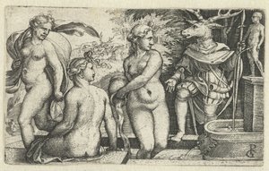 Diana gjør Acteon til en hjort for straff av Georg Pencz