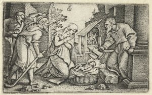 Fødsel og tilbedelse av Shepherds Life of Christ (serietittel) av Georg Pencz