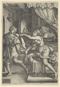Josef og Potifars kone, fra historien om Josef, 1546. av Georg Pencz