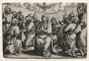 Jesu Kristi liv: Den hellige ånds nedstigning, ca. 1534-35. av Georg Pencz
