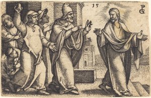 Fariseerne ønsker å steine Kristus av Georg Pencz