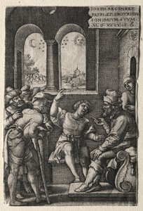 Historien om Joseph: Joseph forteller sine drømmer til sin far, 1544. av Georg Pencz