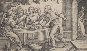 De tre englene som besøker Abraham, fra historien om Abraham.