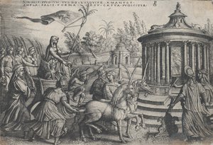 Kyskhetens triumf på kjærligheten, fra Petrarkas triumfer. av Georg Pencz