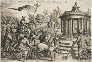 The Triumph of Chastity, plate to fra The Triumphs of Petrarch av Georg Pencz