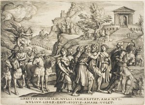The Triumph of Love, plate en fra The Triumphs of Petrarch av Georg Pencz