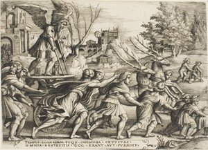 The Triumph of Time, plate fire fra The Triumphs of Petrarch av Georg Pencz