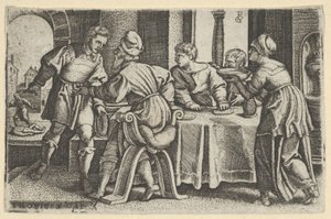Tobias forlater bordet, fra The Story of Tobias, 1543. av Georg Pencz