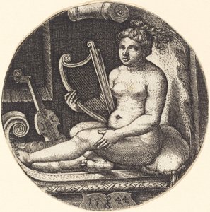 Kvinne med en harpe av Georg Pencz