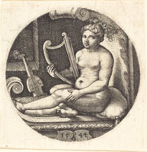 Kvinne med en harpe av Georg Pencz