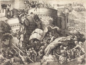 Inntoget av Cartagena av Georg Pencz after Giulio Romano