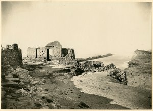 Tempelruiner, med Nilen i bakgrunnen, Qasr Ibrim, Egypt, fotografi av Georg Steindorff, ca 1930 av Georg Steindorff
